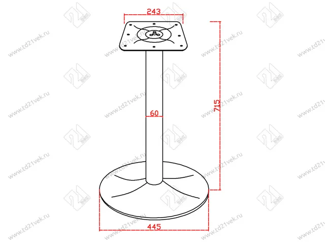 Подстолье для стола d445мм, d60хH715мм, черный /ПОРТУ/ 3