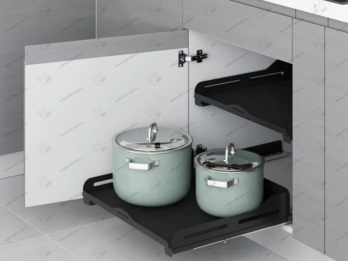 S-2338-US-A Выдвижная корзина на распашной фасад в базу 800 мм, Starax, направляющие Blum Tandem, (760-780х482х145 мм), антрацит 1