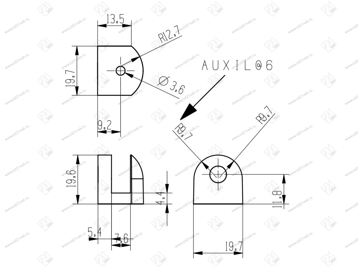 Полкодержатель для стекла  толщиной 7,6 мм, хром, малый (19,6х19,7х13,5), в комплекте: пластиковый дюбель+саморез 2