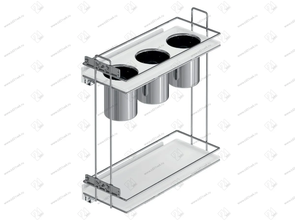 S-2651-C Бутылочница для столовых приборов, Starax, 2-х ярусная, (205х475х420 мм), хром, левая 2