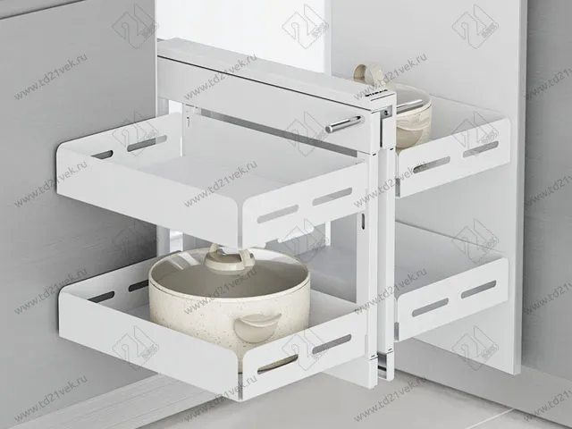 S-3005-UB-W Волшебный уголок Starax Unique Box 2-х.яр, шир. 400 (600х510х560) с доводчиком, универсальный, белый 1