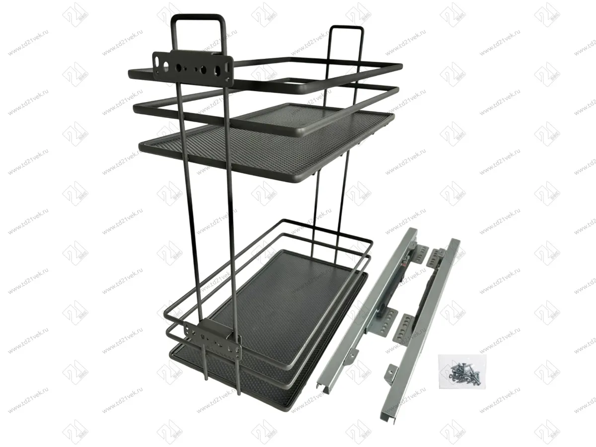 Бутылочница 300, нижнее крепление, плоский прут, 450х240х535 мм, пластиковый поддон, антрацит 1