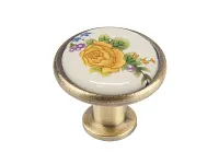 KF02-06 BA Ручка-кнопка с фарфором, бронза 100/500