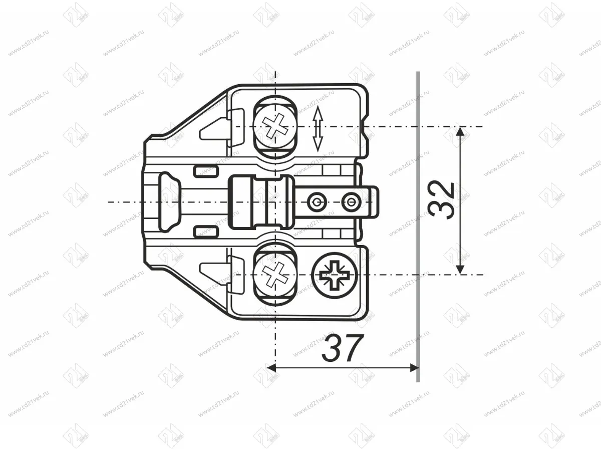 H8030 Планка с эксцентриком с евровинтом для EVO (H=0 мм) <500> 2