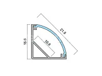 17.800.00.439 / 19.143.39.327 Профиль алюминиевый КСС 1616W ЧЕРНЫЙ, диффузор молочный белый, 4 клипсы, 4 заглушки с отверстием чёрные.