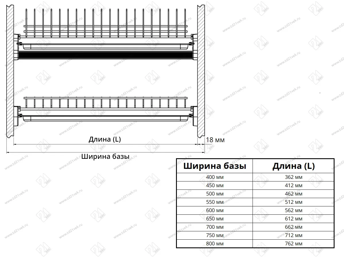 Сушилка для посуды 600мм двухуровневая, хром, основа из алюминия, V3/600 5