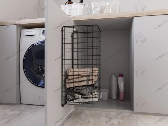 Корзина для белья в базу 400 мм, 340х525х230 мм, черный, с креплением на дверцу, крепёж 4 шт. в комплекте 3