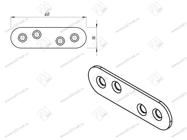 Пластина крепёжная ПК- 60, цинк (50/100) <500> 2