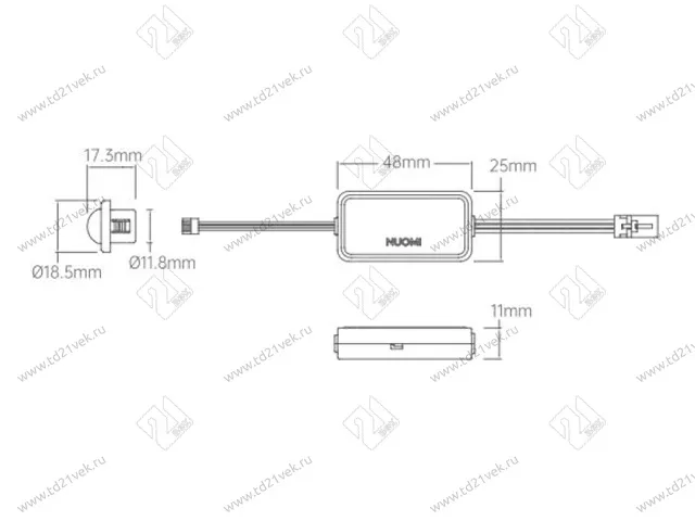 Датчик движения проводной d18хd12х17 мм/12-24В, cрабатывание: 5м, 3 соединения 2