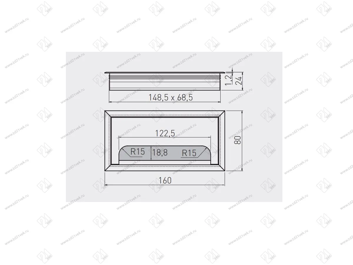 Заглушка кабель-канала LB-80X160-05 Мерида, GTV, 80x160мм, анодированный натуральный 2