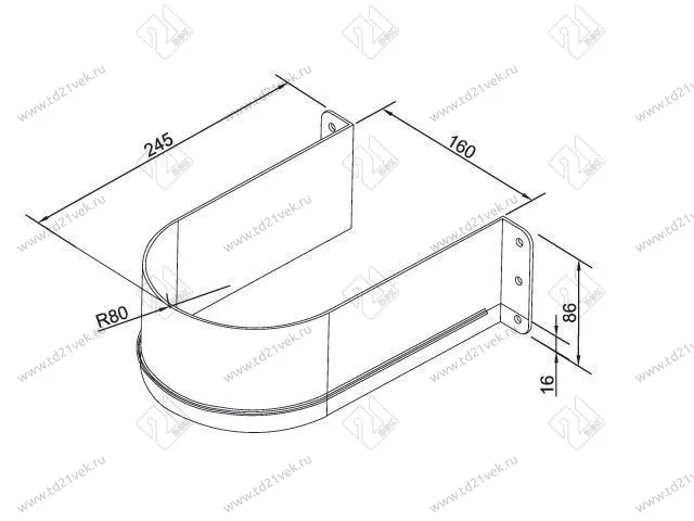 105-91-01-303 Ограничитель Mesan для сифона U-образный 160 мм, пластик серый 3