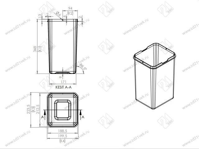 S-2392-A Система сортировки в базу 400 мм, Starax, 12+12 л, (260x440x400 мм), пластик, антрацит 4