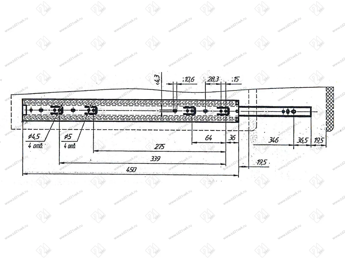 Бутылочница для кухни 150 мм (100x460x480мм) c шариковыми направляющими без доводчика, h35 мм 6