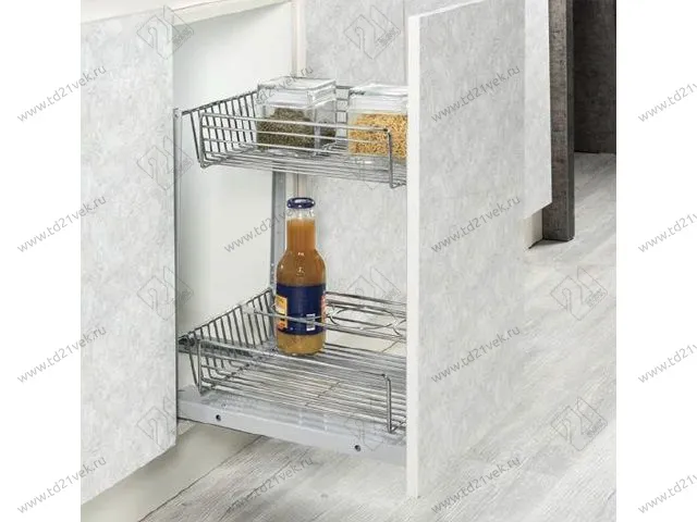 S-2176-C Выдвижная корзина в базу 600 мм, Starax, 2-х уровневая, (520х460х540 мм), с доводчиком 1