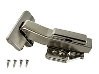 Петля угловая +45°, 48мм, планка Н=2, 3D, CLIP-ON, 2 накладки+4 самореза, с доводчиком, никель