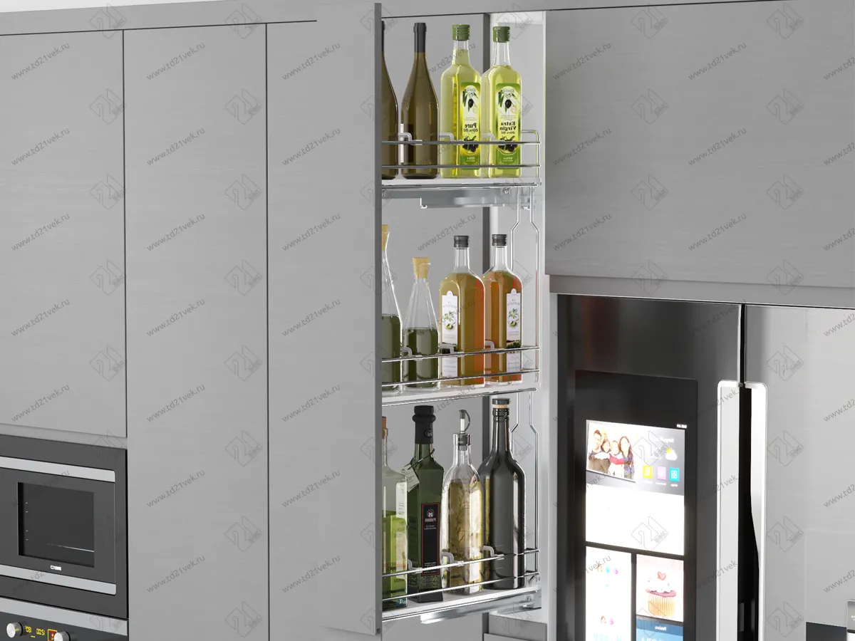 S-2917-C Выдвижная колонна в базу 150 мм, Starax, 3-х ярусная, (106х450х920 мм), левая 1