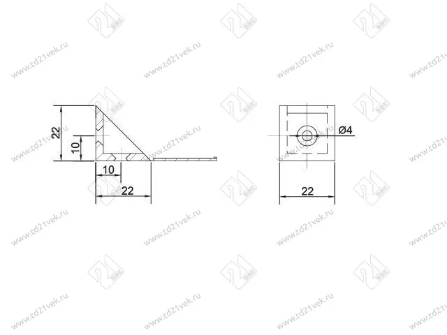 Уголок пластиковый №22 (А)(черный) 100/2000 2