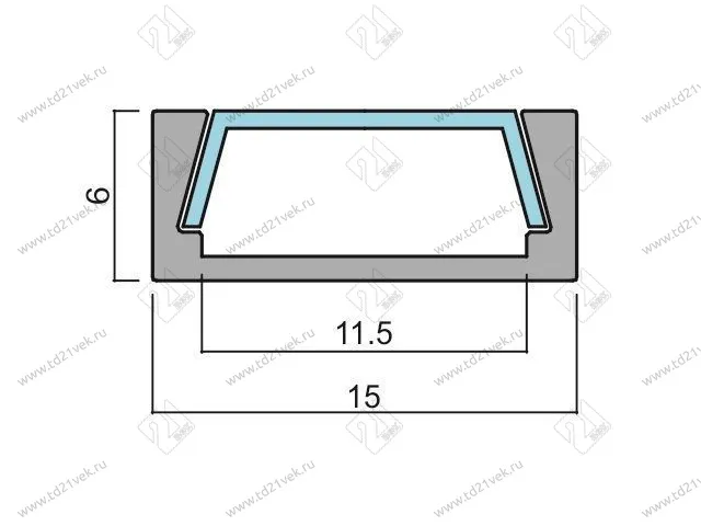 17.800.00.397 / 19.143.39.336 Профиль алюминиевый  КСС 1506W накладной L=2000мм, диффузор полуматовый, 4 клипсы, 4 заглушки с отв. серые 2