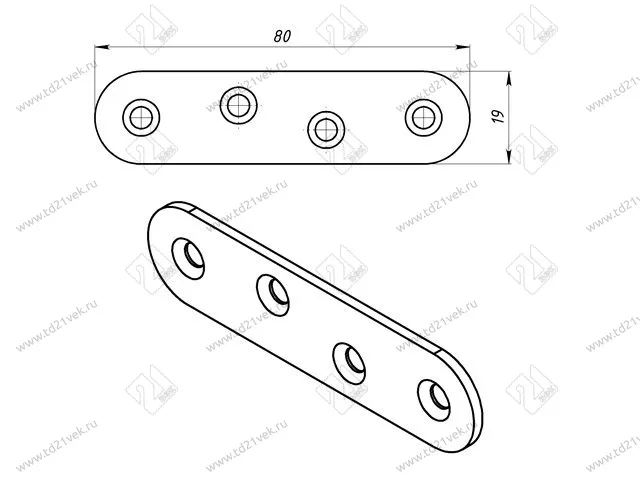 Пластина крепёжная ПК- 80, цинк (50/100) <500> 2