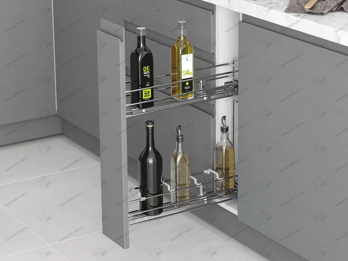 S-2422-С Бутылочница 150, Starax, 2-х ярусная, направляющие Blum Tandem, (106х475х495 мм), частичное выдвижение, левая 1