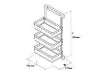 S-6721-A Корзина для белья, Starax, 3-х ярусная, (325х475х1000 мм), левая, антрацит