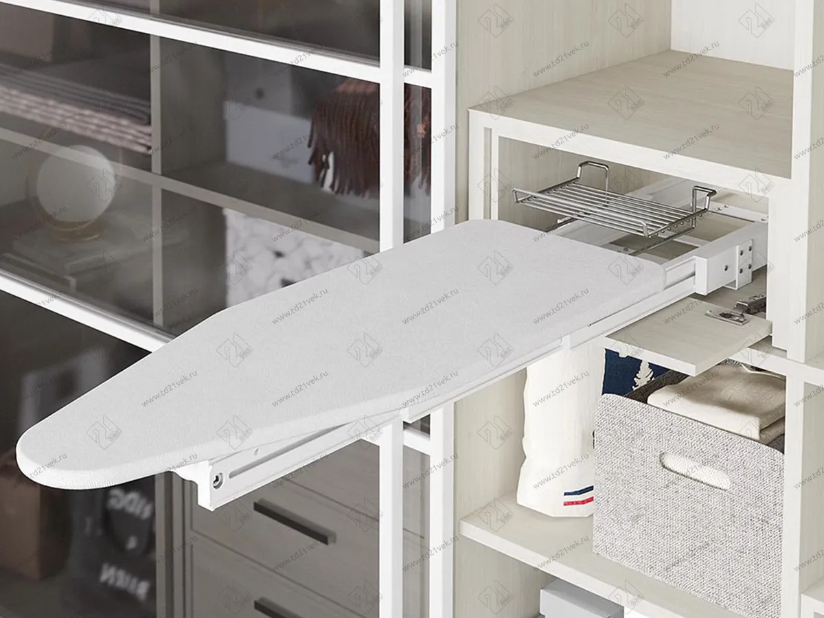 S-6616-W Выдвижная гладильная доска с фасадом в 400 базу, Starax, белый 1