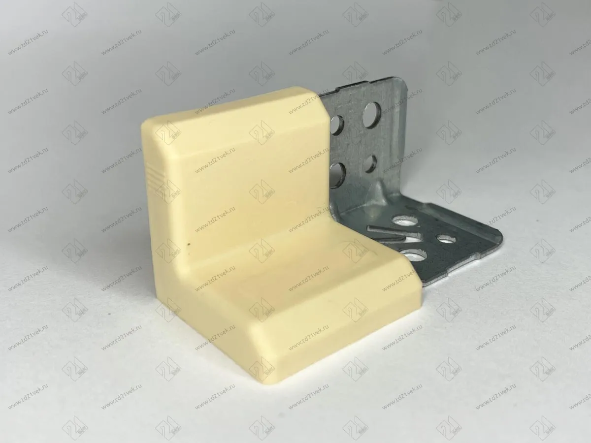 Уголок крепежный 28х28х28мм толщ.1,2мм с крышкой, 028.21 кремовый <500> 1