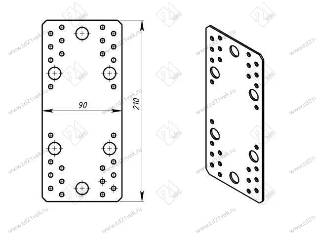 Пластина крепёжная 210*90*2.0, гоц <50> 2