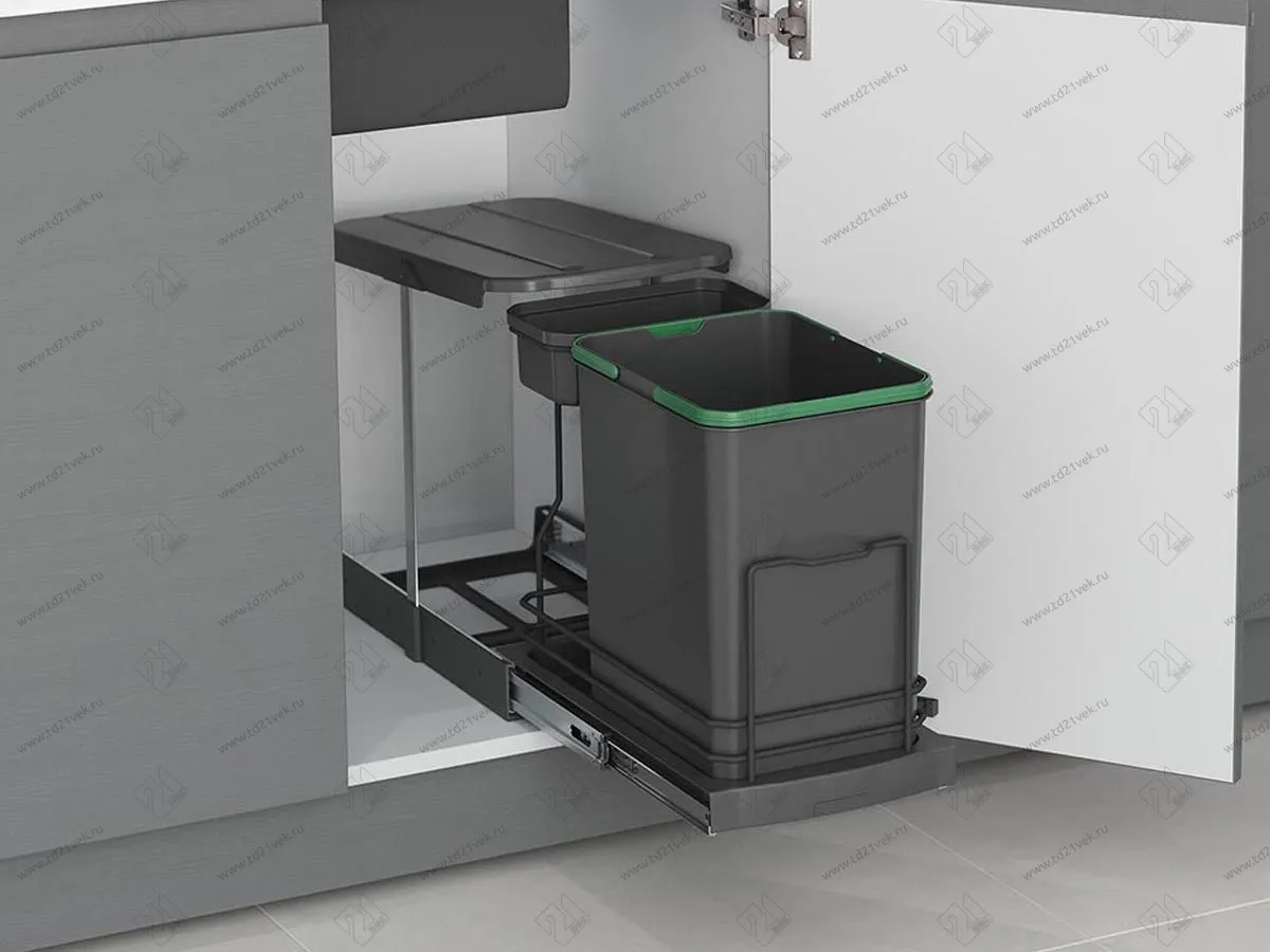 S-2391-A Мусорное ведро Starax 16+1л. шир. 400 (260x440x400) антрацит 1