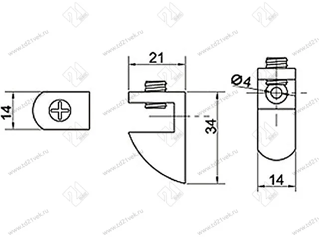 Полкодержатель д/стекла ОСКАР 233-02 (под саморез)(мат.никель)<50/600> 2