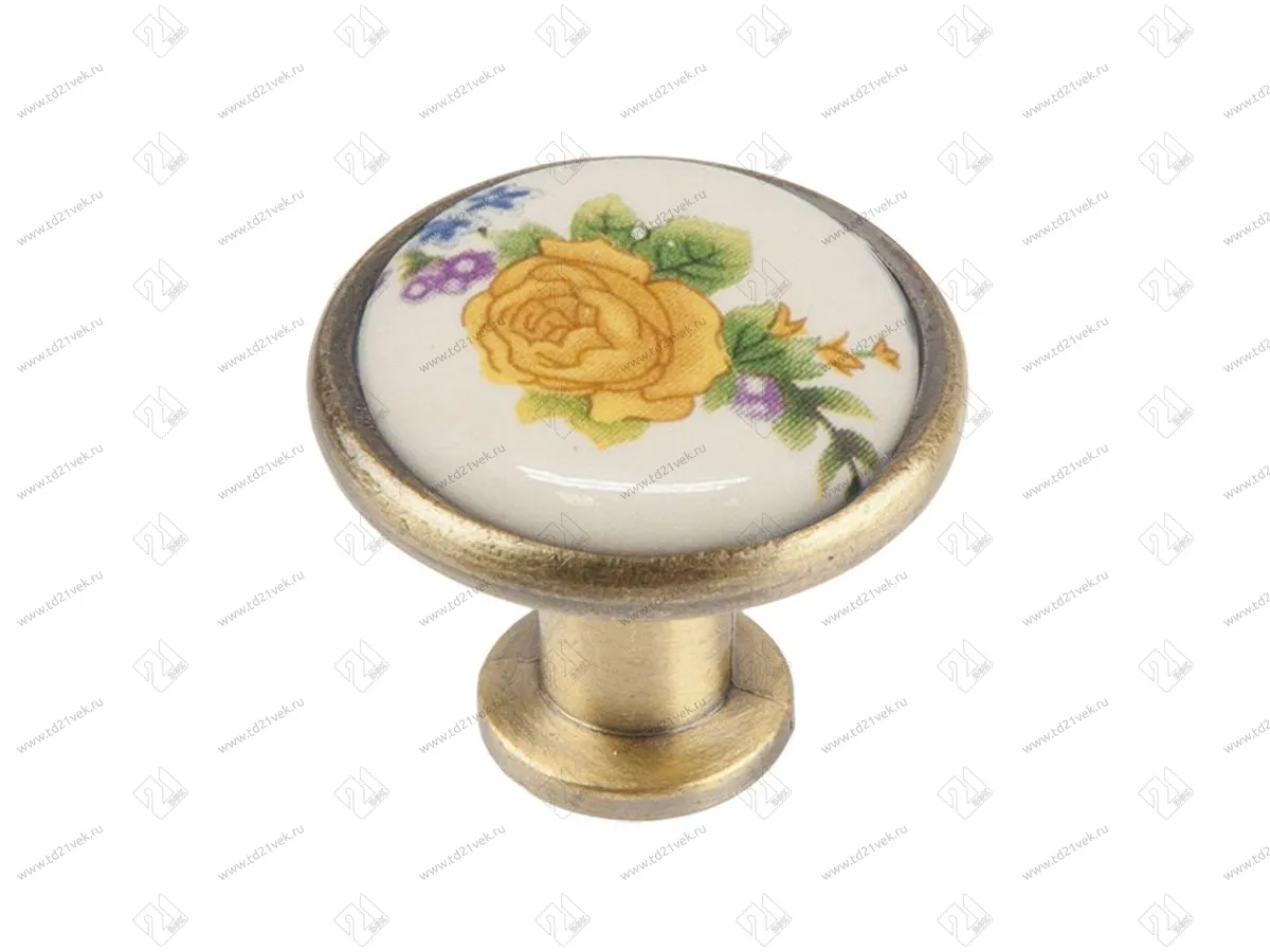 KF02-06 BA Ручка-кнопка с фарфором, бронза 100/500 1