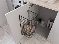 Корзина для белья в базу 400 мм, 340х525х230 мм, черный, с креплением на дверцу, крепёж 4 шт. в комплекте