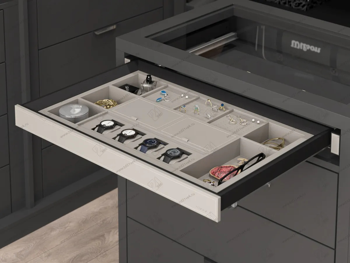 S-6417-A Ящик для ювелирных изделий в базу 800, экокожа, Starax (764x470x75 мм), антрацит 1