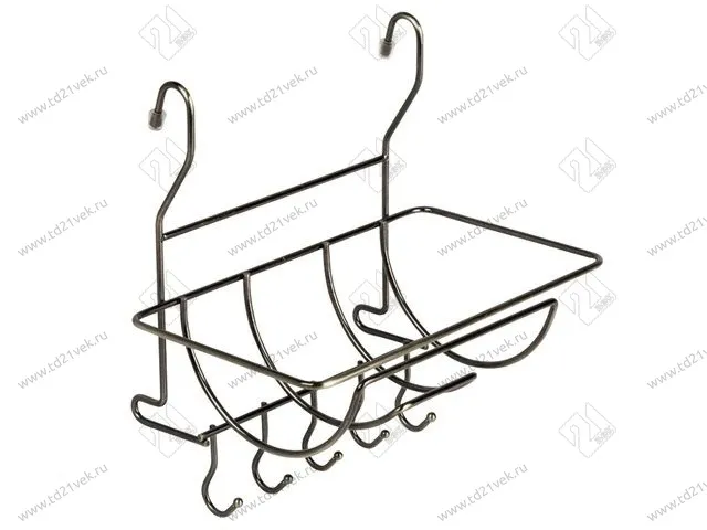 MX-401 AB Полка на рейлинг для полотенец с крючками, 260х184х264мм, бронза, <12> 1