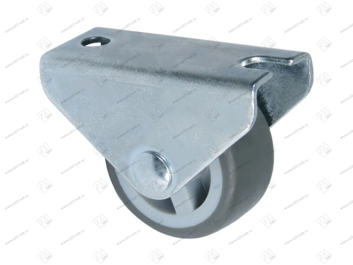 NF-05 Колесо неповоротное на площадке, нагрузка - 25кг, d=30, h=34, Серая резина <600> 1