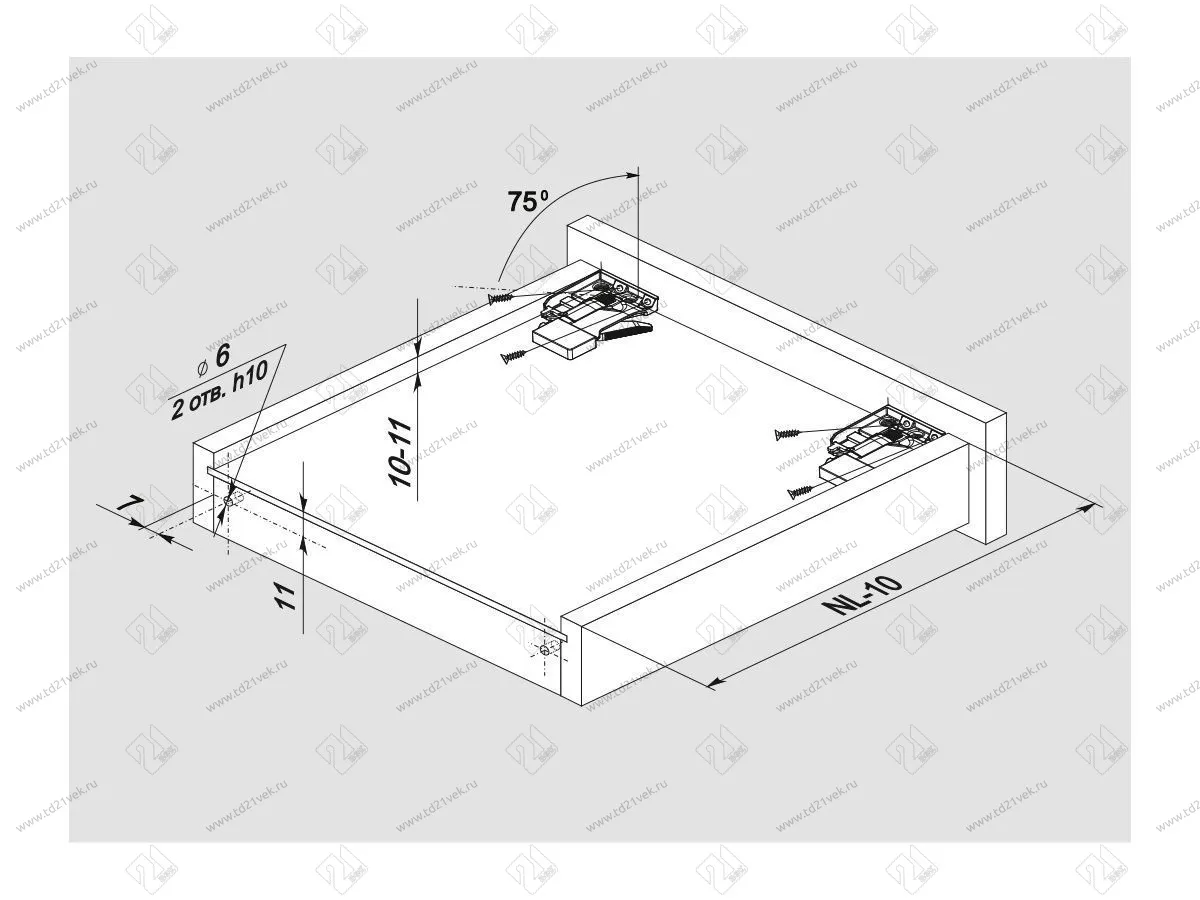 DB8882Zn/450 Направляющие 450 мм скрытого монтажа  с доводчиком <10> 6