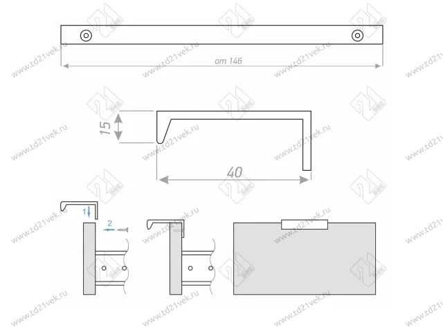 Профиль-ручка торцевая 128мм (L196мм) черный матовый 3