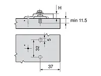 194K6100E DUEPL V500NI Планка ответная BLUMModul(крест.) H=0мм (для встр.холодильн,самор.с распорн.пробками EXPANDO)<50/250>