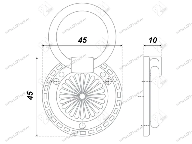 RC028AB.3 Ручка-кнопка C2820, старинная латунь <50/500> 2