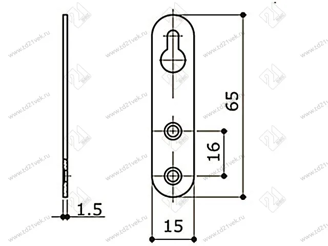 Подвес прямой 5.1-А СТ.142 (65х15) (2 шурупа прорезь сверху) П/142, цинк (50/100) <2000> 2