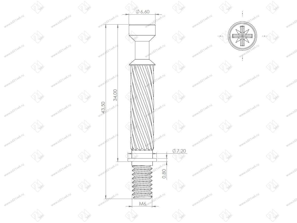102-02-03-403 Шток Mesan L9,5/34мм М6 (метрич.резьба) цинк <1000/2000> 2