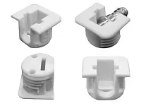 Полкодержатель врезной d15мм (белый) + шток-евровинт, для деревянных полок Флиппер