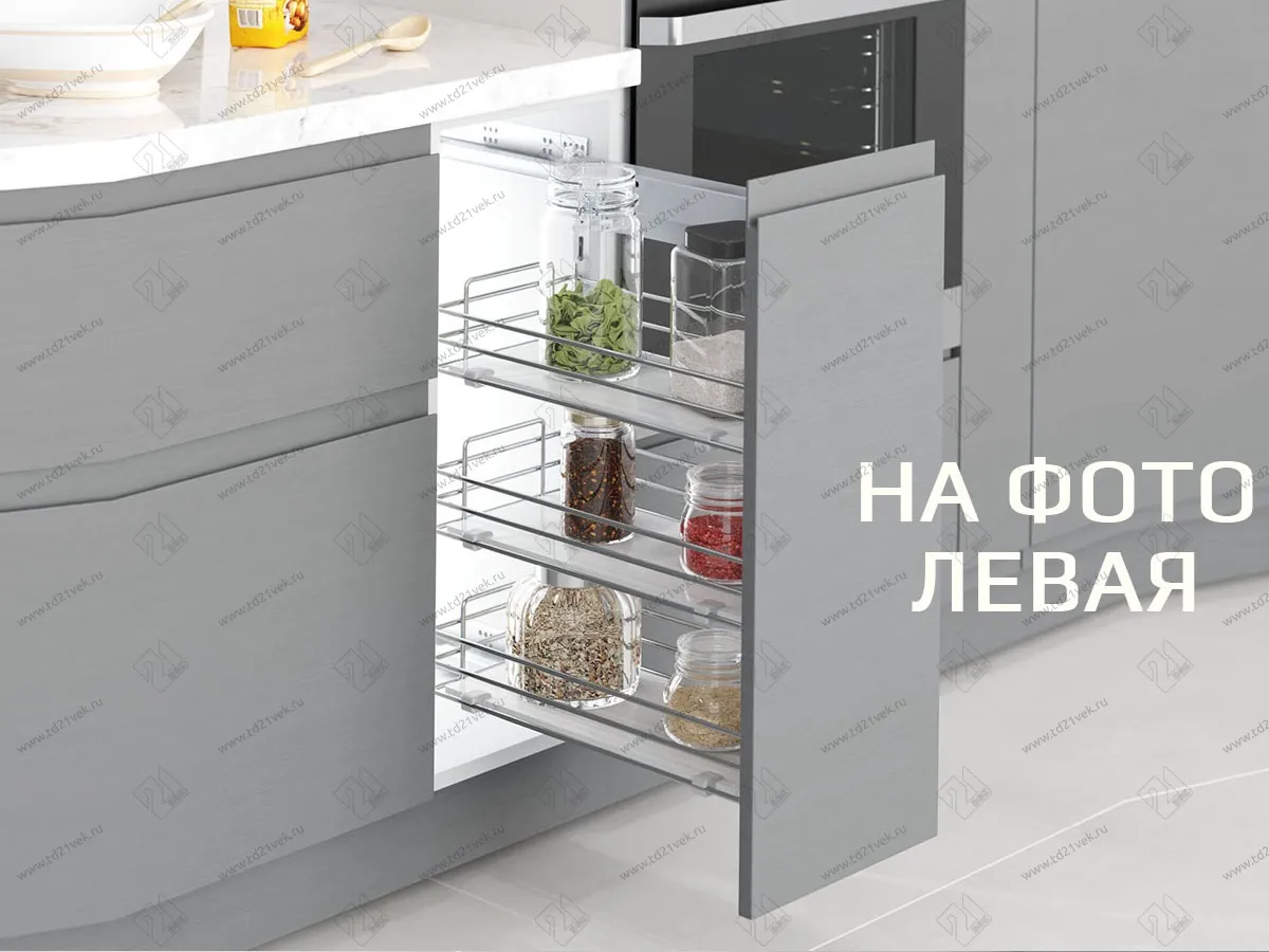 S-2797-C Бутылочница 400, Starax, 3-х ярусная, направляющие Blum Tandem, (355х470х635 мм), с доводчиком, полное выдвижение, левая 1