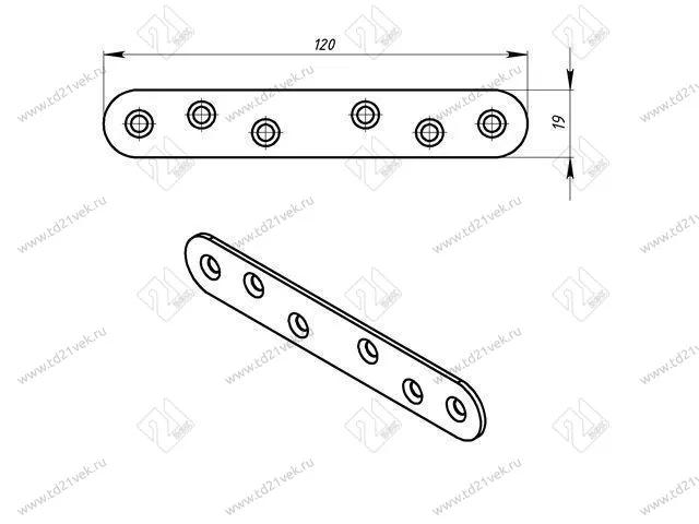 Пластина крепёжная ПК-120, цинк (50/100) <300> 2