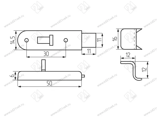 Задвижка мебельная / шпингалет (цинк) 2