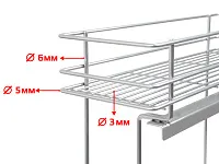 Бутылочница 150 правая (448х108х535мм) на скрытых направляющих с доводчиком, хром крашенный / двухуровневая корзина