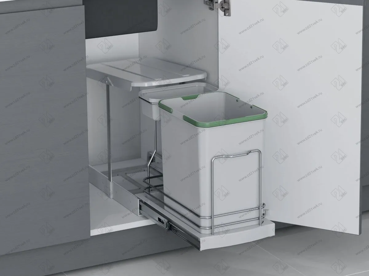 S-2391-G Мусорное ведро Starax 16+1л. шир. 400 (260x440x400) серый 1