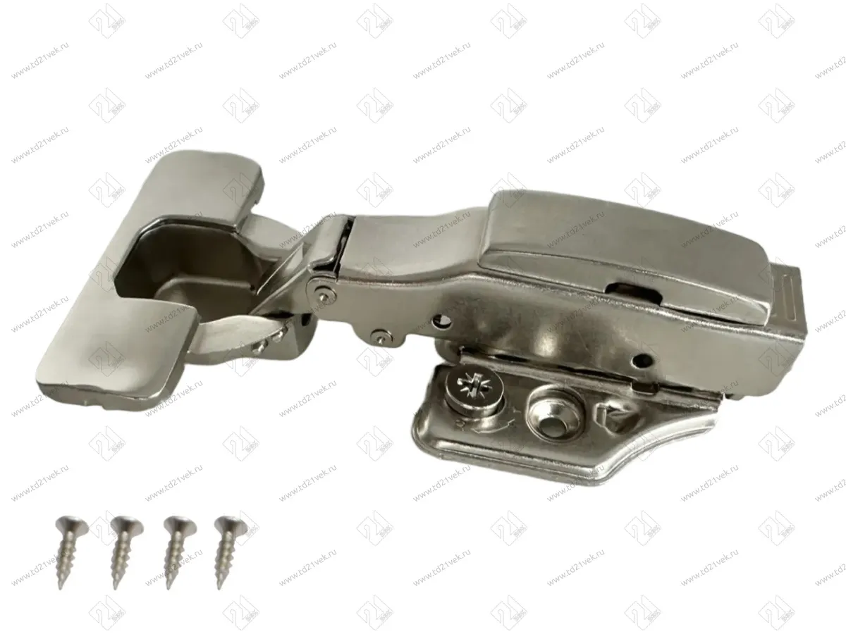 Петля накладная 0мм (без пружины) 48мм, планка Н=2, 3D, CLIP-ON, 2 накладки+4 самореза, никель 1