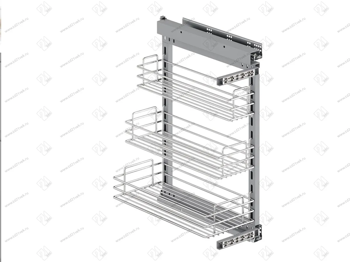 S-2207-C Бутылочница 300, Starax, 3-х ярусная, направляющие Blum Tandem, (255-205-155х470х635 мм), левая 3