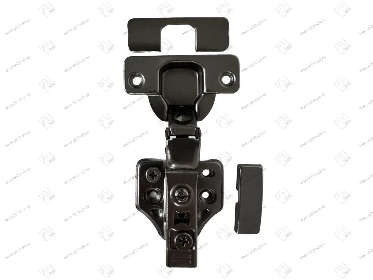 Петля вкладная 16мм (без пружины), 48мм, планка Н=2, 3D, CLIP-ON, 2 накладки+4 самореза, черный 2